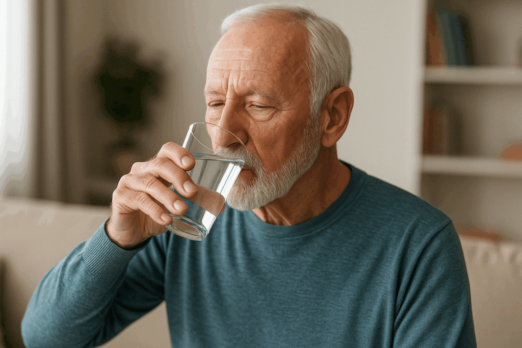 jubilado bebiendo agua | Jubileta.com